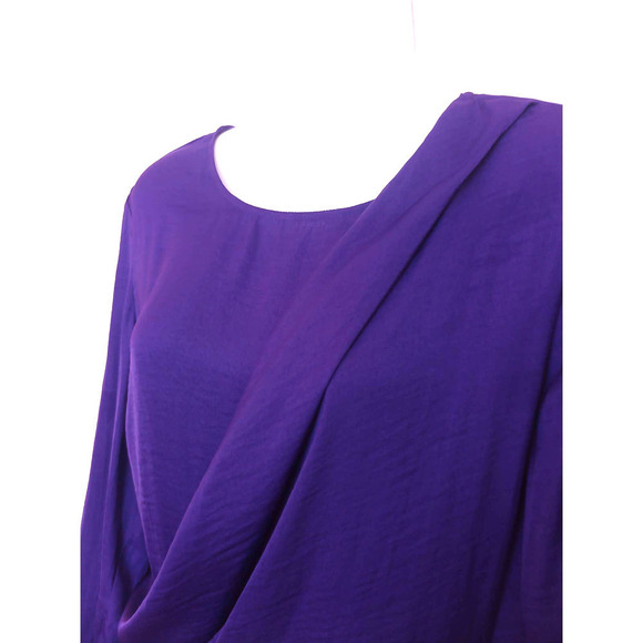 NWT Worthington Purple Silky Faux Wrap Front Top - Picture 4 of 6